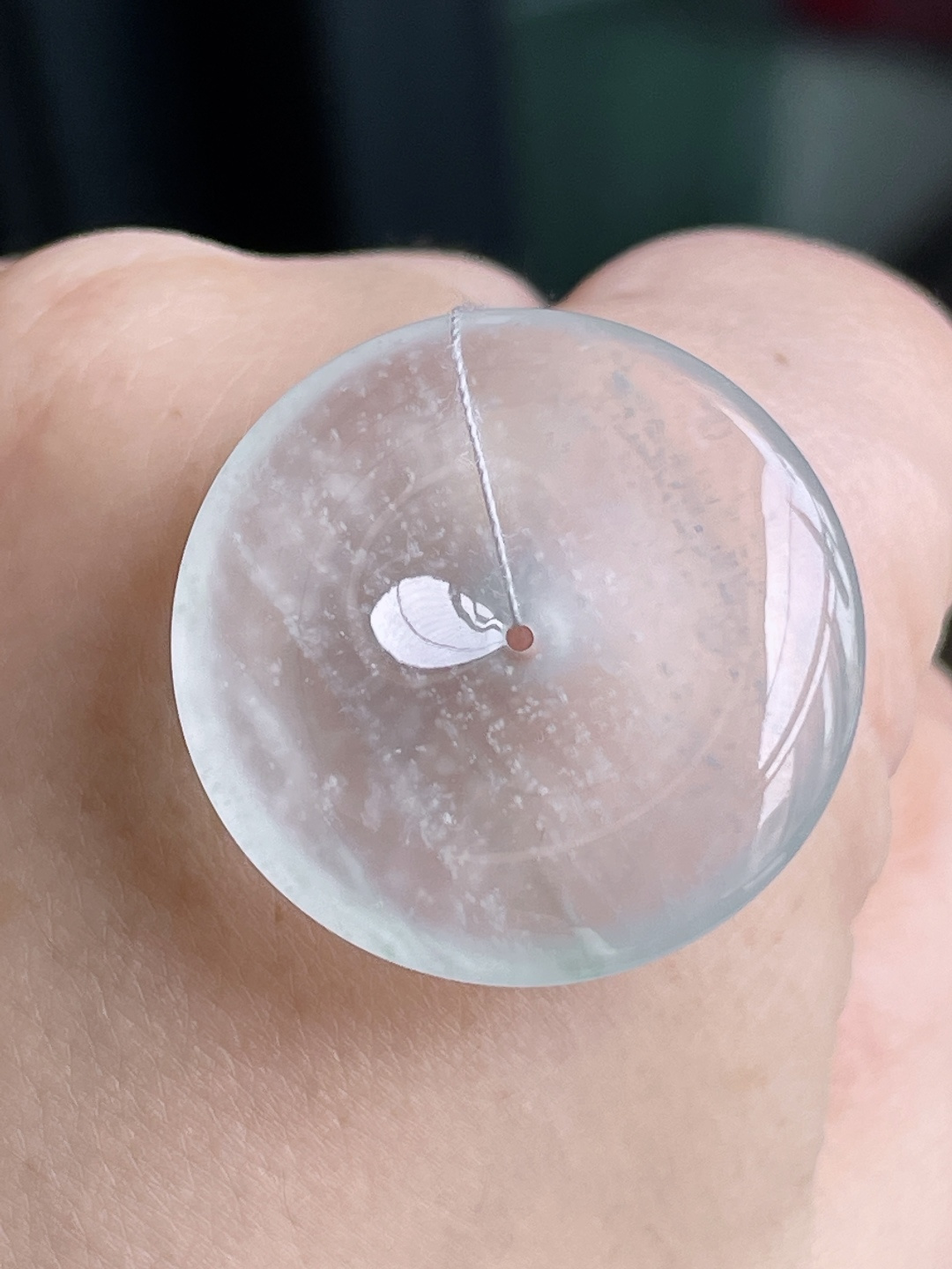 ️ 玻璃种平安扣 雪花棉 意境优美，尺寸：26/4.7，编号