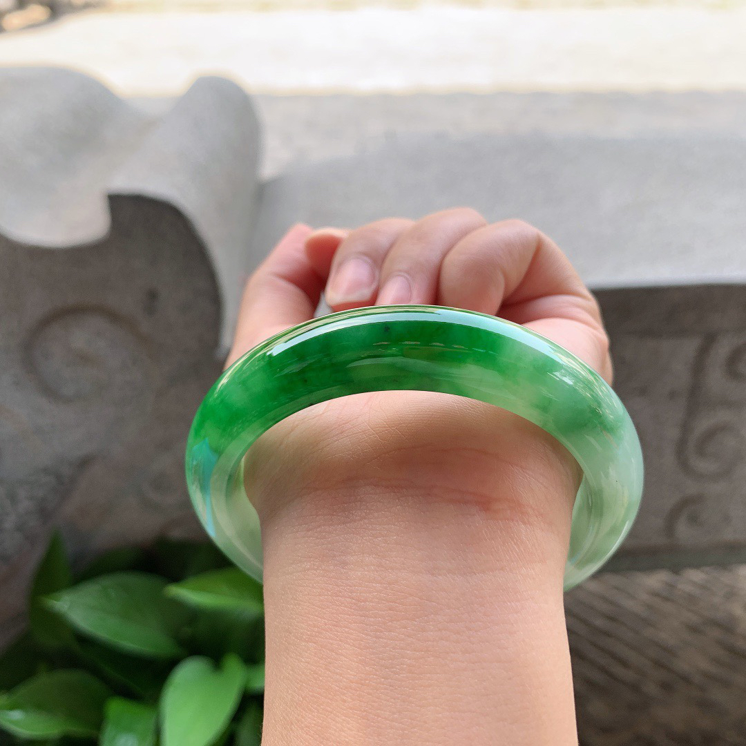 大圈口 60.5-13.4-9.2【芙蓉绿正圈手镯】正圈60 61可戴