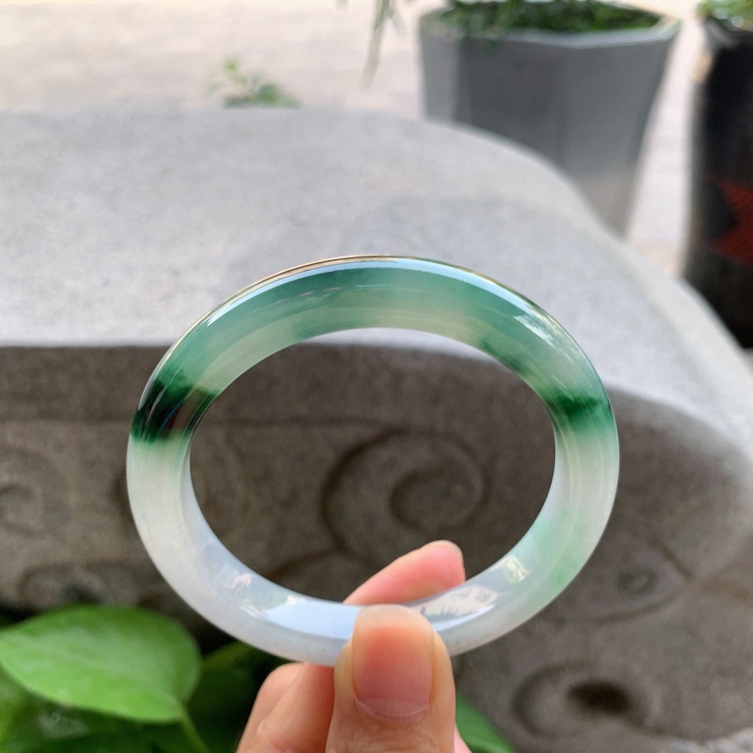 圈口 55.2-9.7-8.2【飘辣绿正圈手镯】正圈55 56可戴