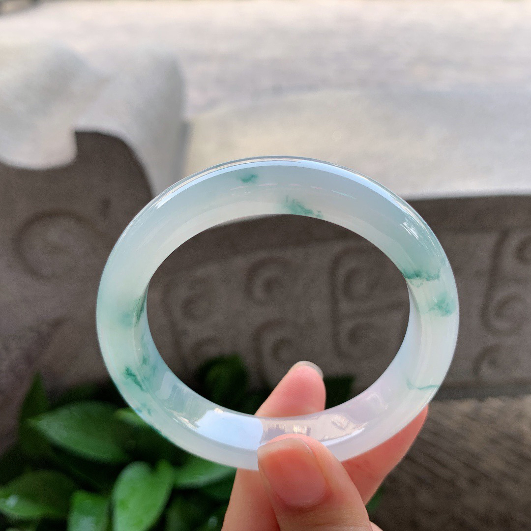 小圈口 53.7-12.3-8.2【高冰飘花正圈手镯】正圈53  54可戴