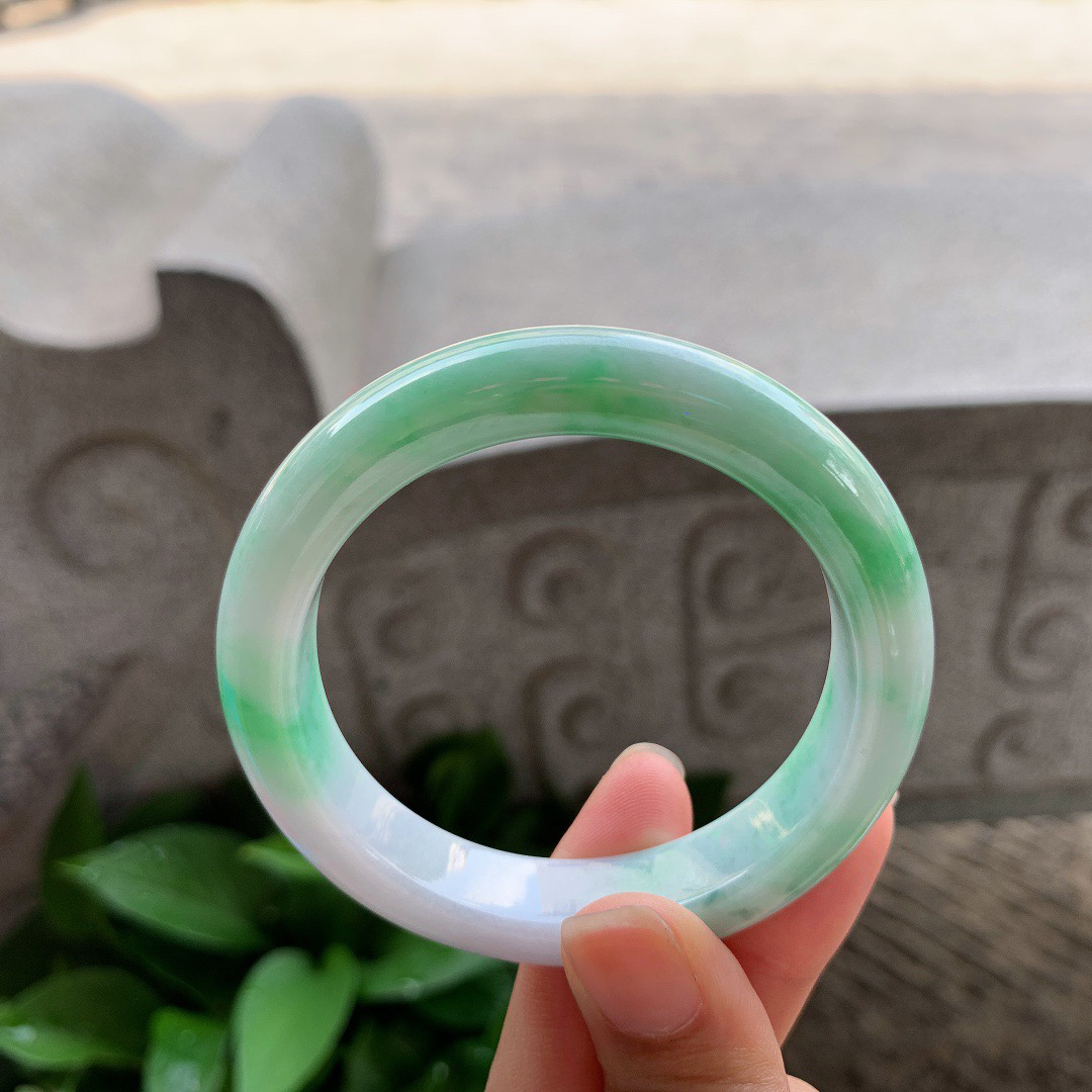 小圈口 52-11.8-8.2【飘绿正圈手镯】正圈52 53可戴