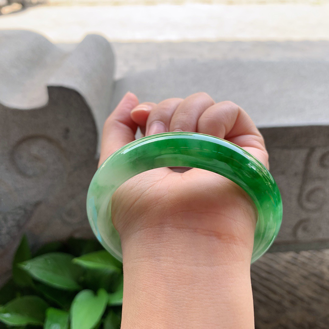 大圈口 60.5-13.4-9.2【芙蓉绿正圈手镯】正圈60 61可戴