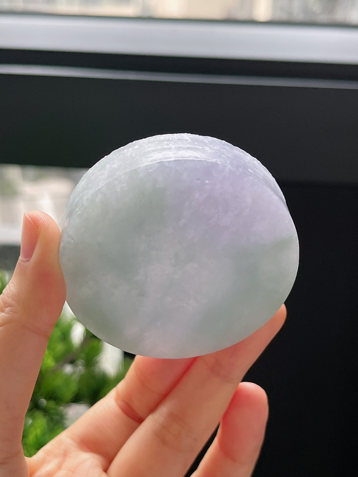 翡翠糯化春彩镯心