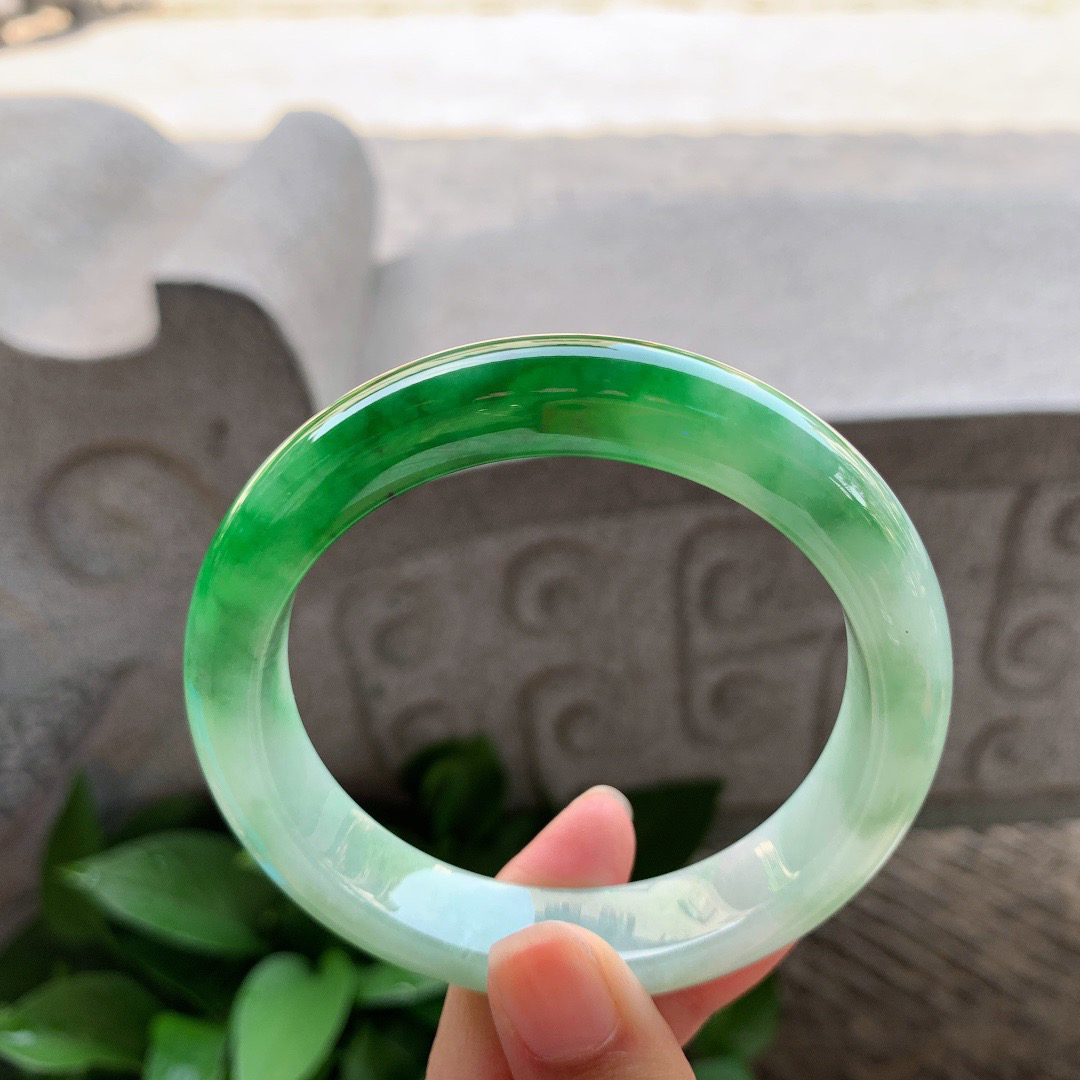 大圈口 60.5-13.4-9.2【芙蓉绿正圈手镯】正圈60 61可戴