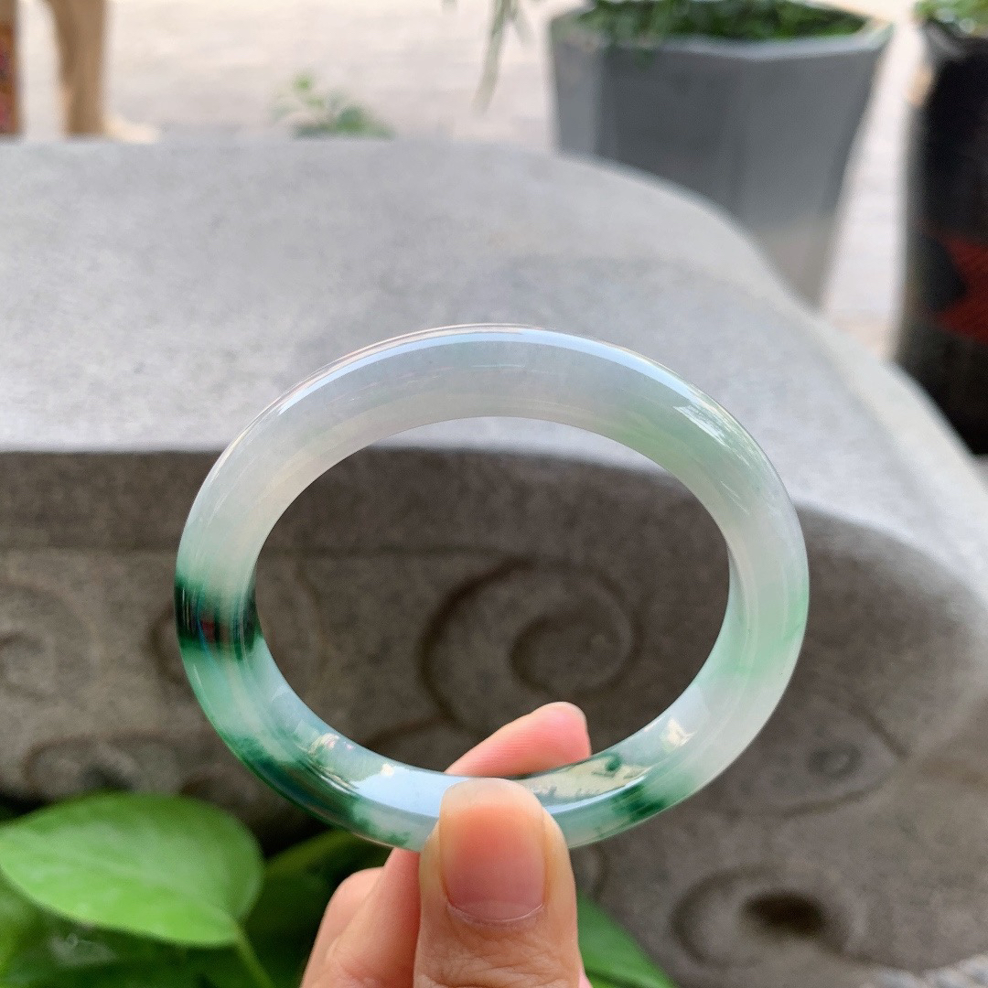 圈口 55.2-9.7-8.2【飘辣绿正圈手镯】正圈55 56可戴