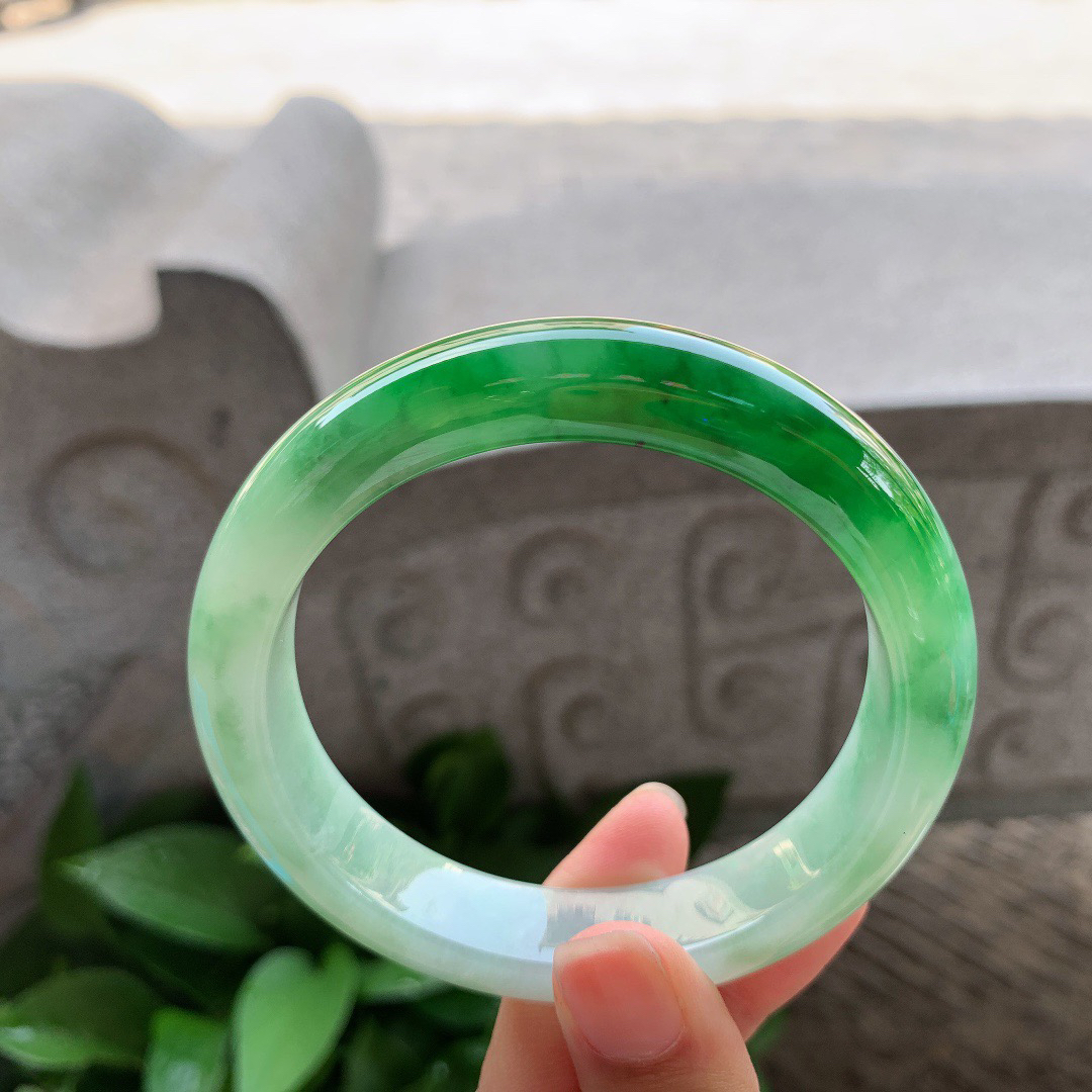 大圈口 60.5-13.4-9.2【芙蓉绿正圈手镯】正圈60 61可戴