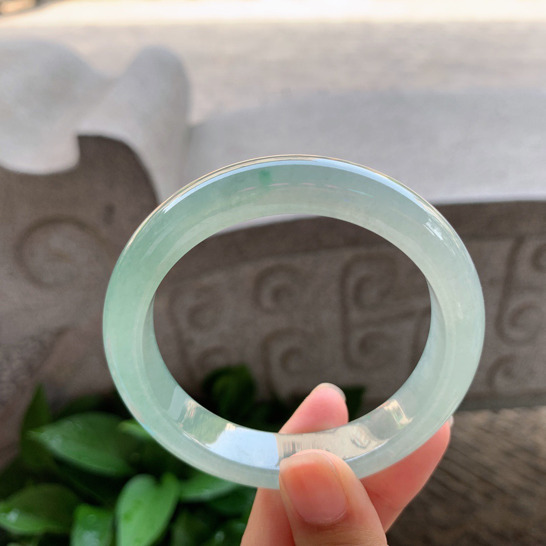 圈口56.3-12.5-8.5 【冰油绿正圈手镯】正圈56 57可戴