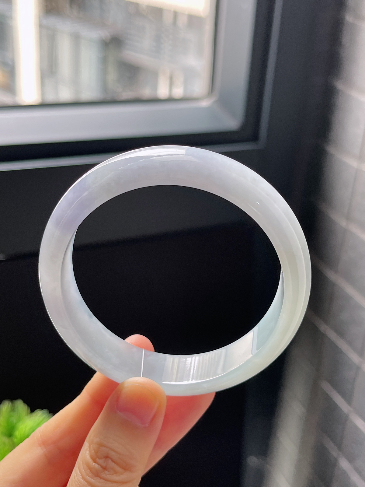 正圈57.3圈口，翡翠冰糯种紫色莫奈花园手镯