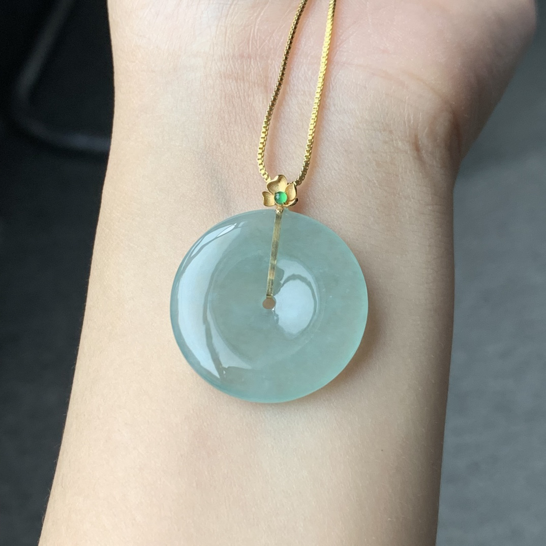 冰晴平安扣 色泽细腻 冰胶底子 尺寸26.6-4