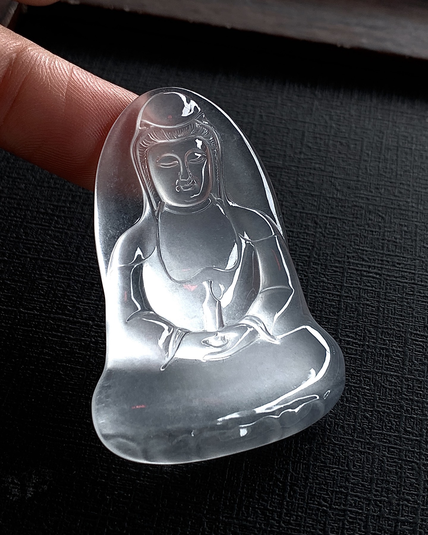 ️ 玻璃种观音，清透如冰，法相端庄，清贵无双，尺寸45.5×32.1×4