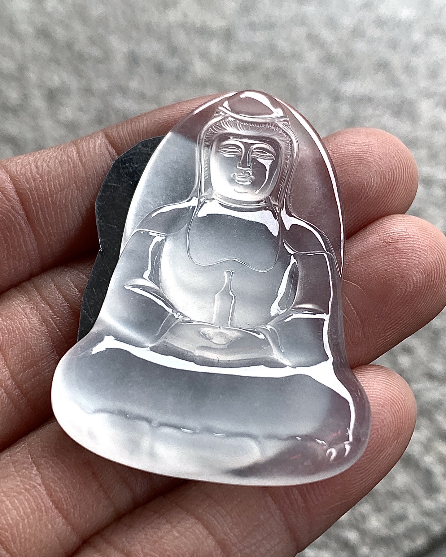 ️ 玻璃种观音，清透如冰，法相端庄，清贵无双，尺寸45.5×32.1×4