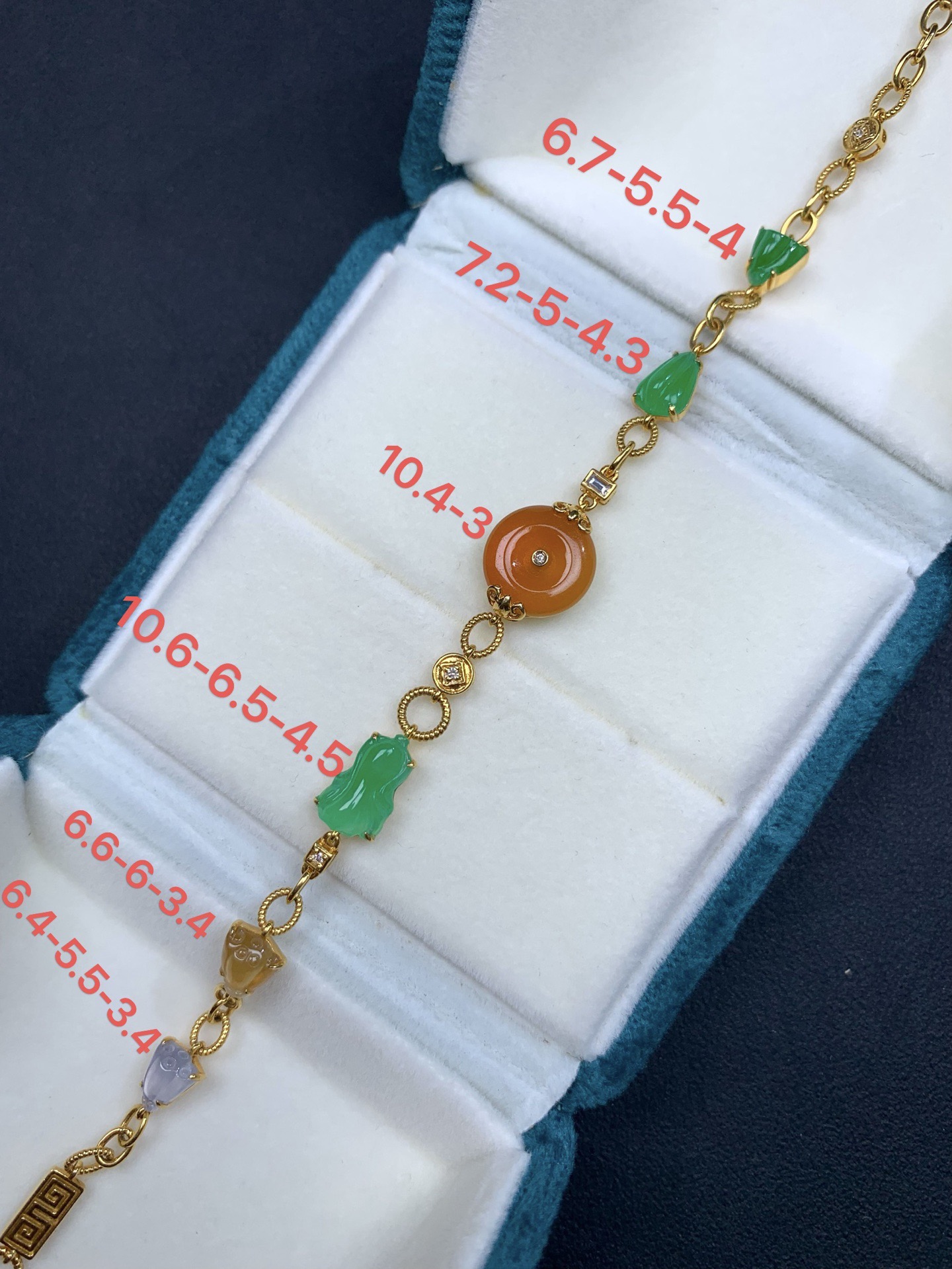 18k金重金镶嵌多彩起光手链20厘米