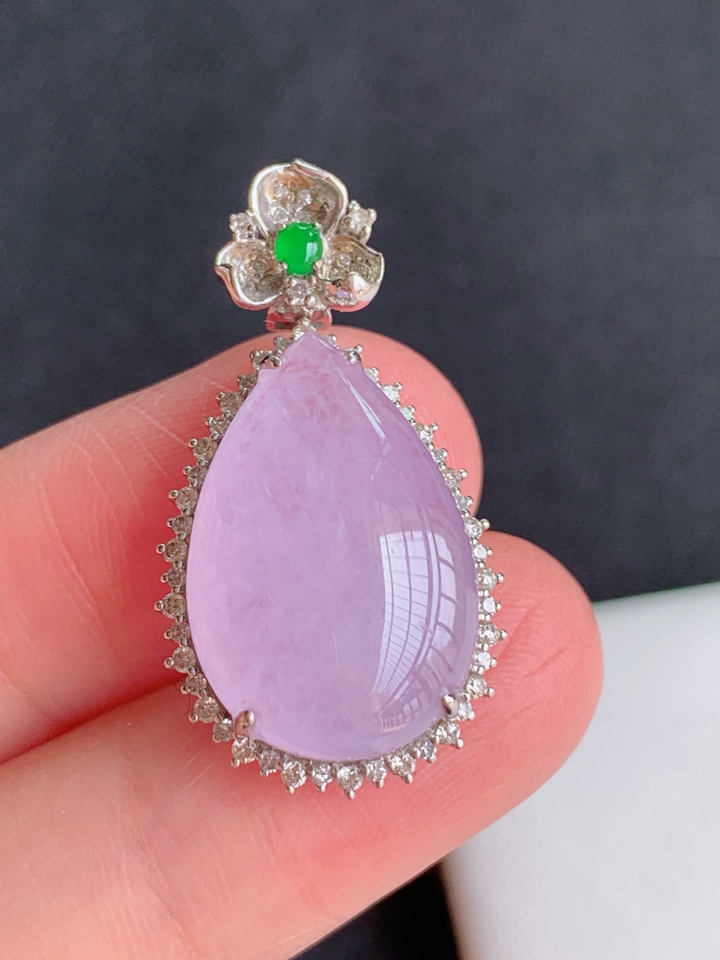 ️，18k镶嵌冰紫水滴，无裂尺寸：29/7/8，编号15