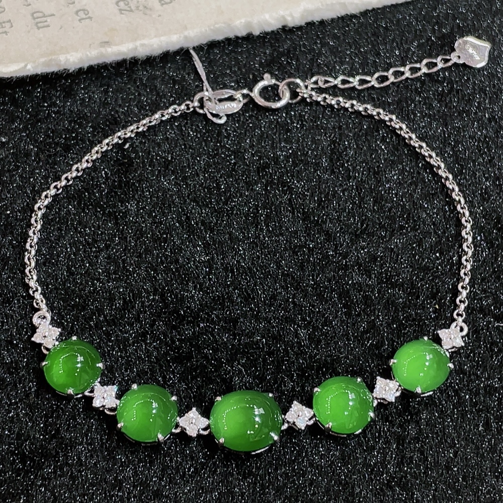 ️冰绿鸽子蛋手链，，18k金镶嵌，种水，重金镶嵌，南非钻镶，厚装饱满，高端大气，时尚百搭，性比高5