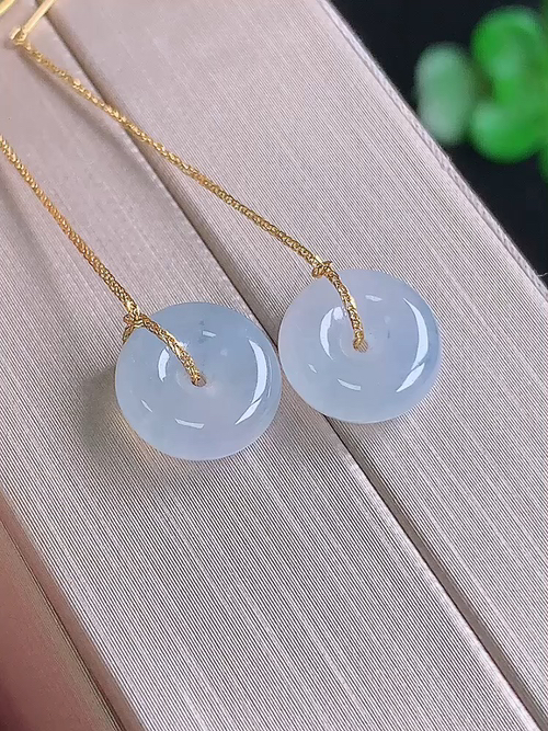  ，18k金镶冰紫耳坠，无裂，尺寸9.8/4，编号y2500 23