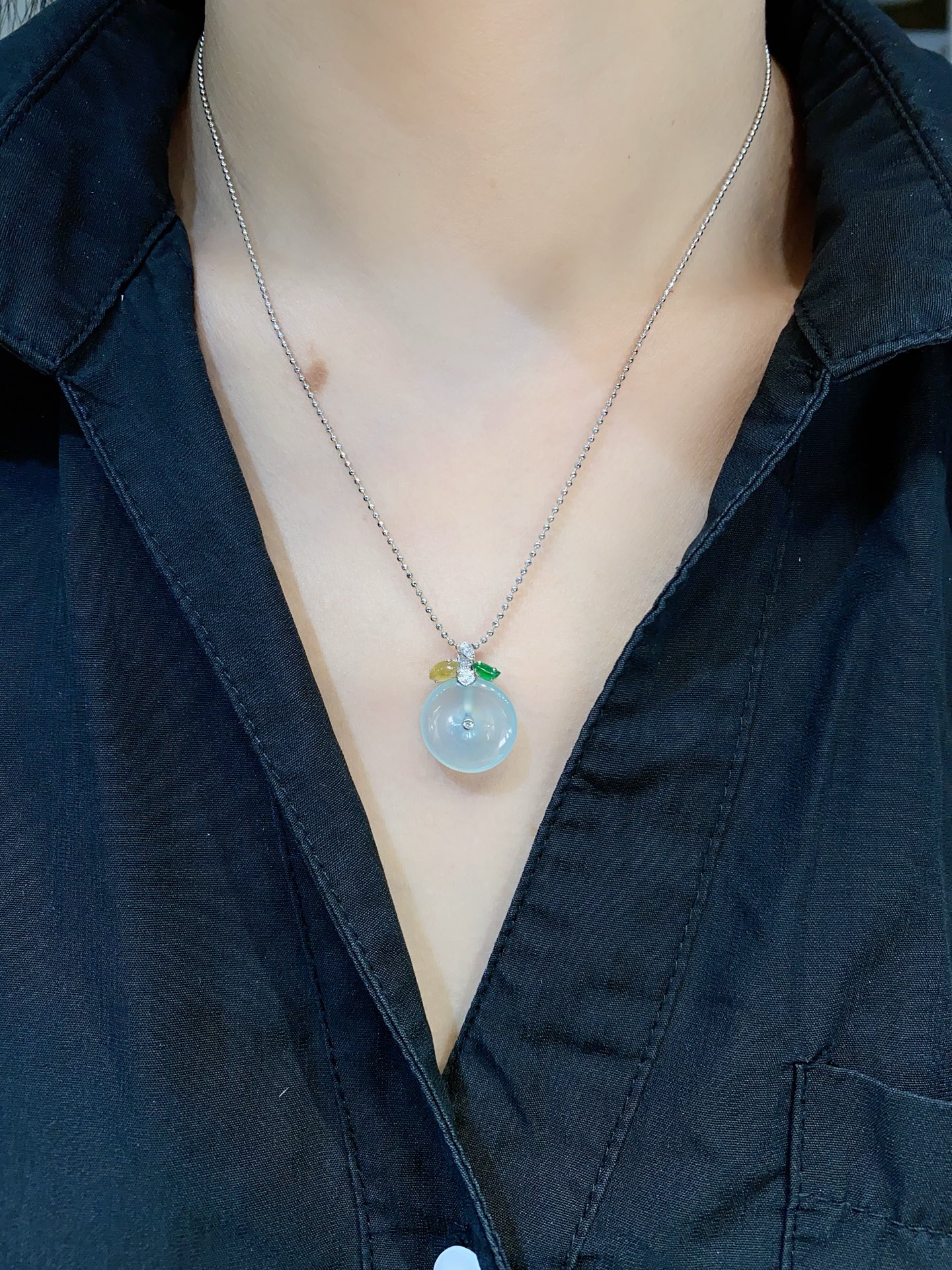 冰玻 起光 平安扣 18k金尺寸22/16/3.4