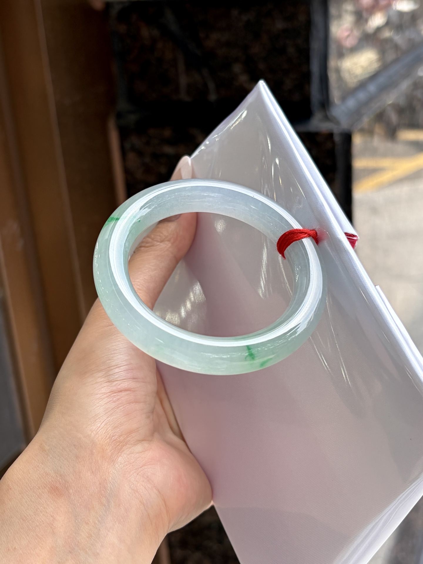 小圈口冰种白底青圆条成品，HYC-210，⭕️53-11.2-10.7