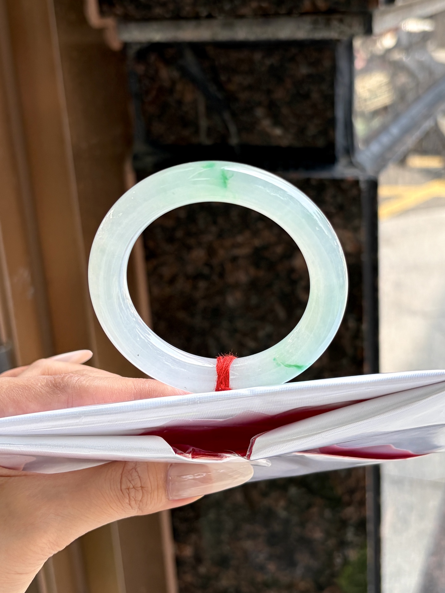 小圈口冰种白底青圆条成品，HYC-210，⭕️53-11.2-10.7