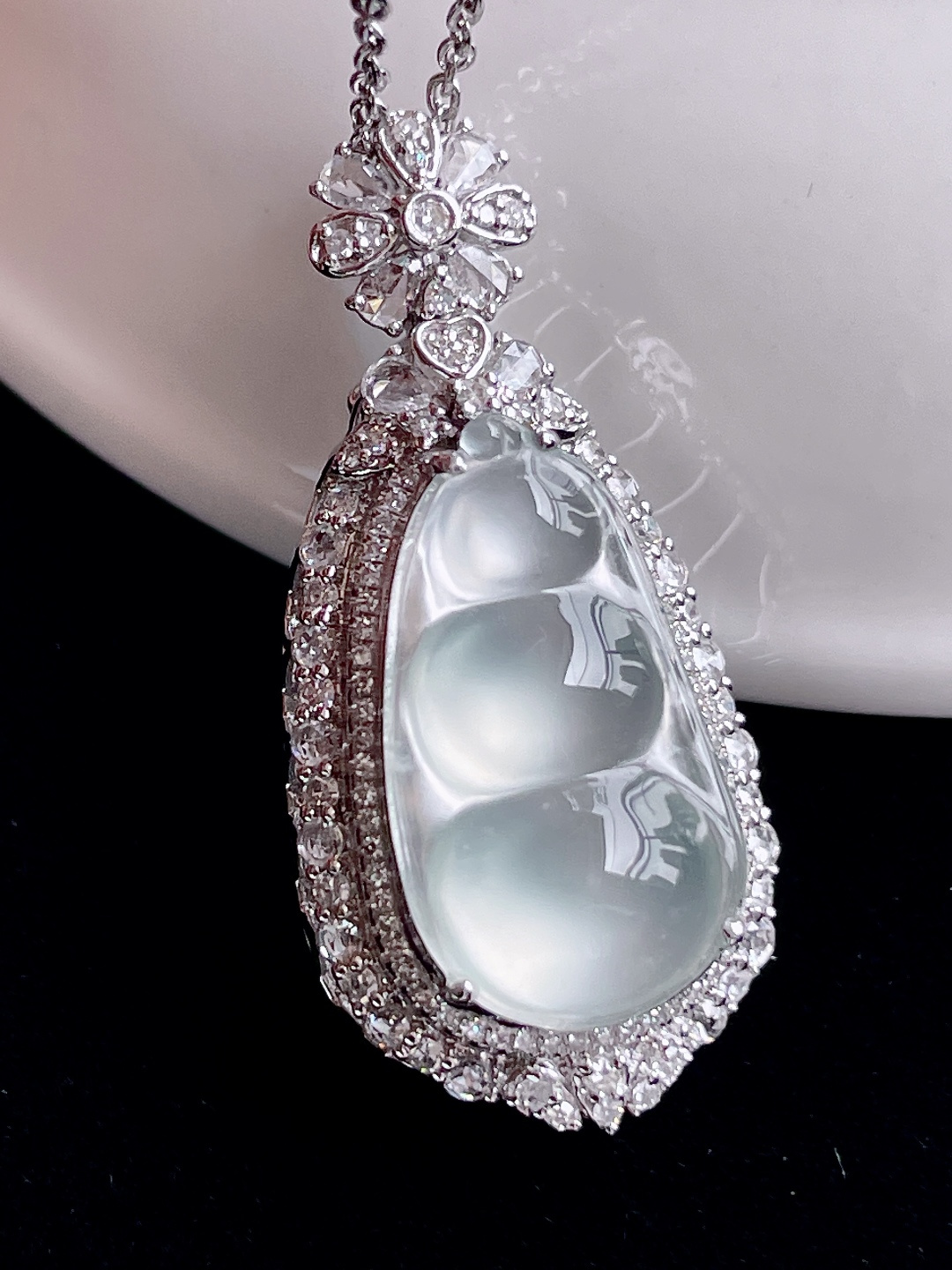 ️ 玻璃种福豆 无裂 起光通透：32.6/15.3/12.5，裸石：19/10.5，编号