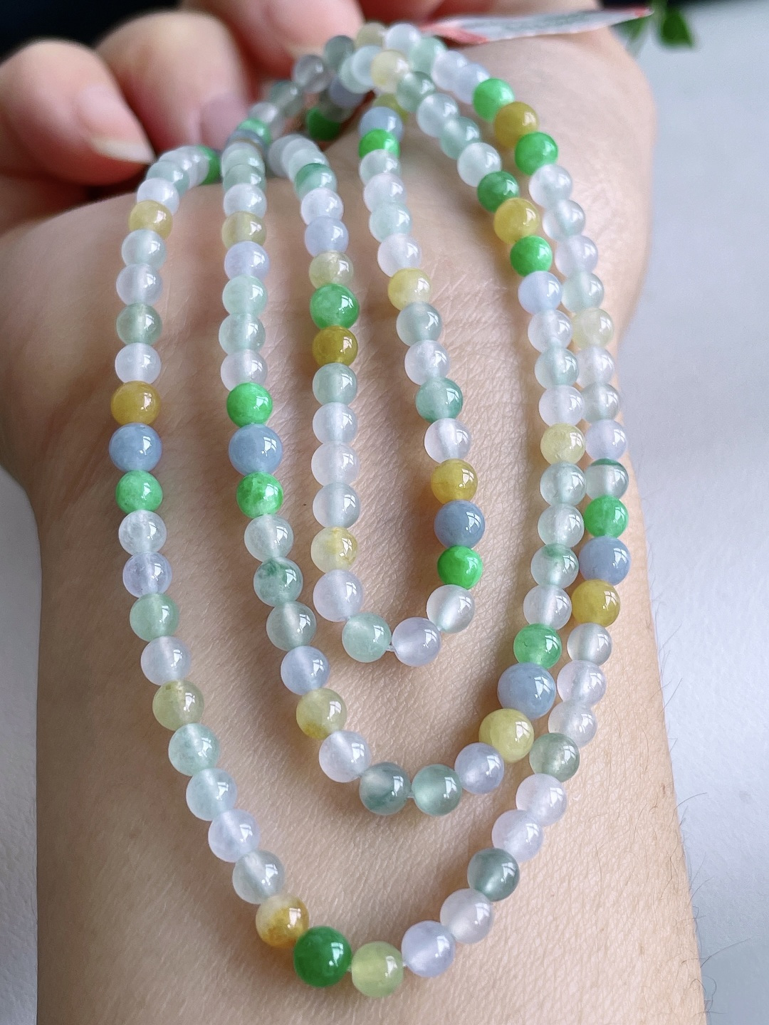 冰多宝珠链圆珠珠子珠链，缅甸，性比高，3.8mm，33cm，18.7克