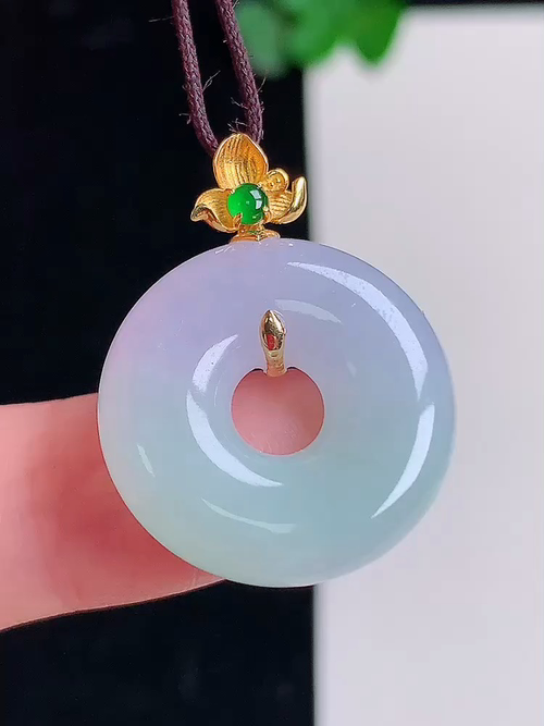 18k金镶淡紫甜甜圈，无裂，尺寸20.6/5.6，№;y2519 23