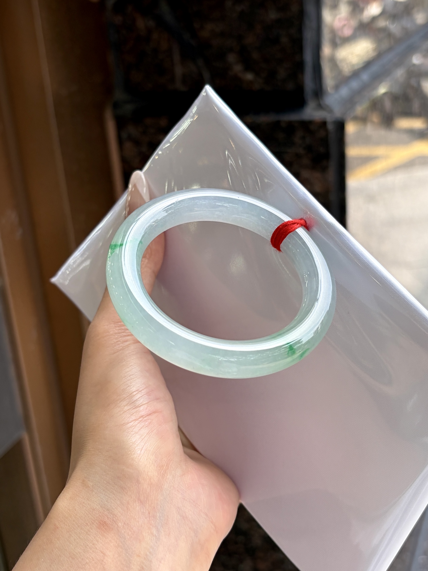 小圈口冰种白底青圆条成品，HYC-210，⭕️53-11.2-10.7