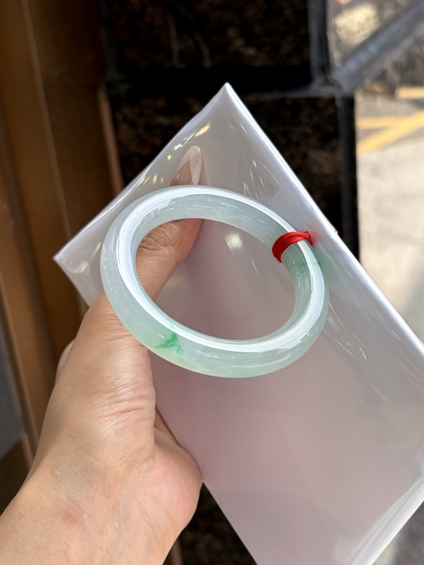 小圈口冰种白底青圆条成品，HYC-210，⭕️53-11.2-10.7