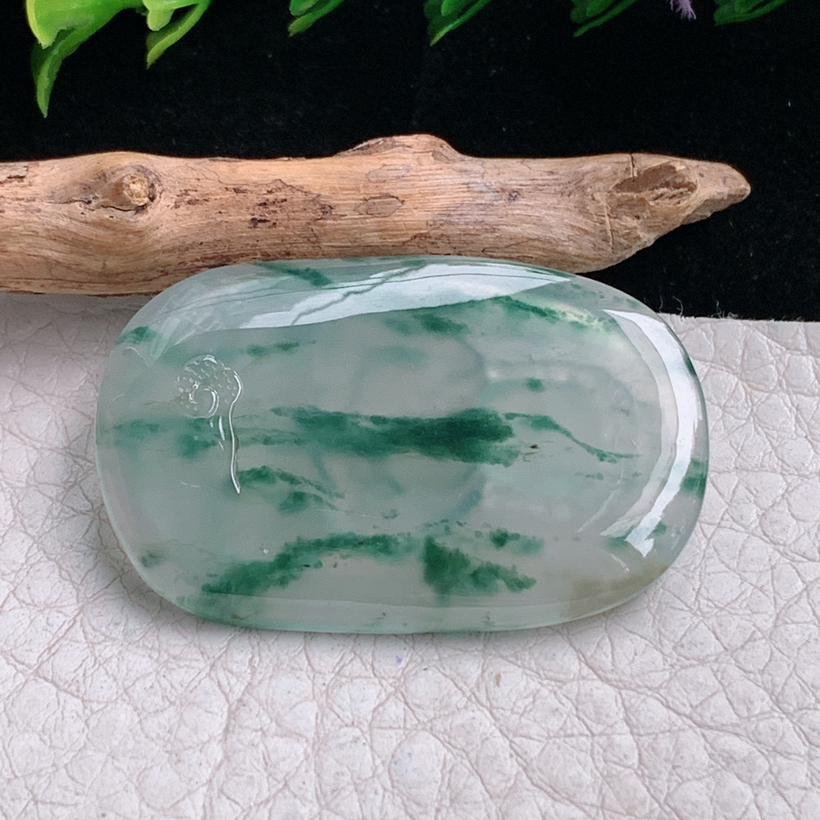 axm实拍39.6*25.6*4.6缅甸翡翠冰种飘花宝宝佛 佛祖玉吊坠