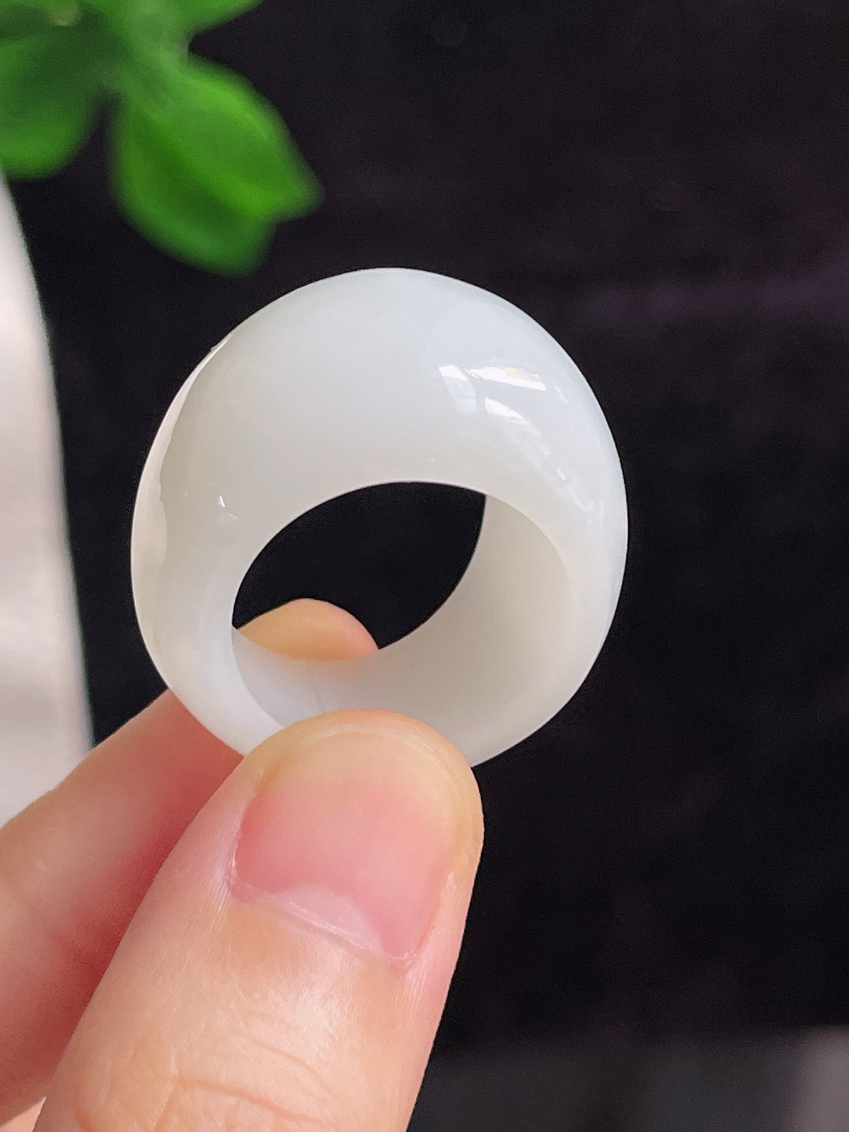 和田玉白玉馒头指环