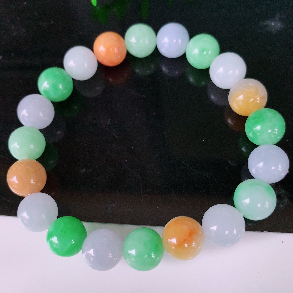 自然光实拍，特色冰润多宝翡翠手链，多彩翡翠手串，颜色丰富，料子细腻，高档大气， 自戴送礼佳品！#08