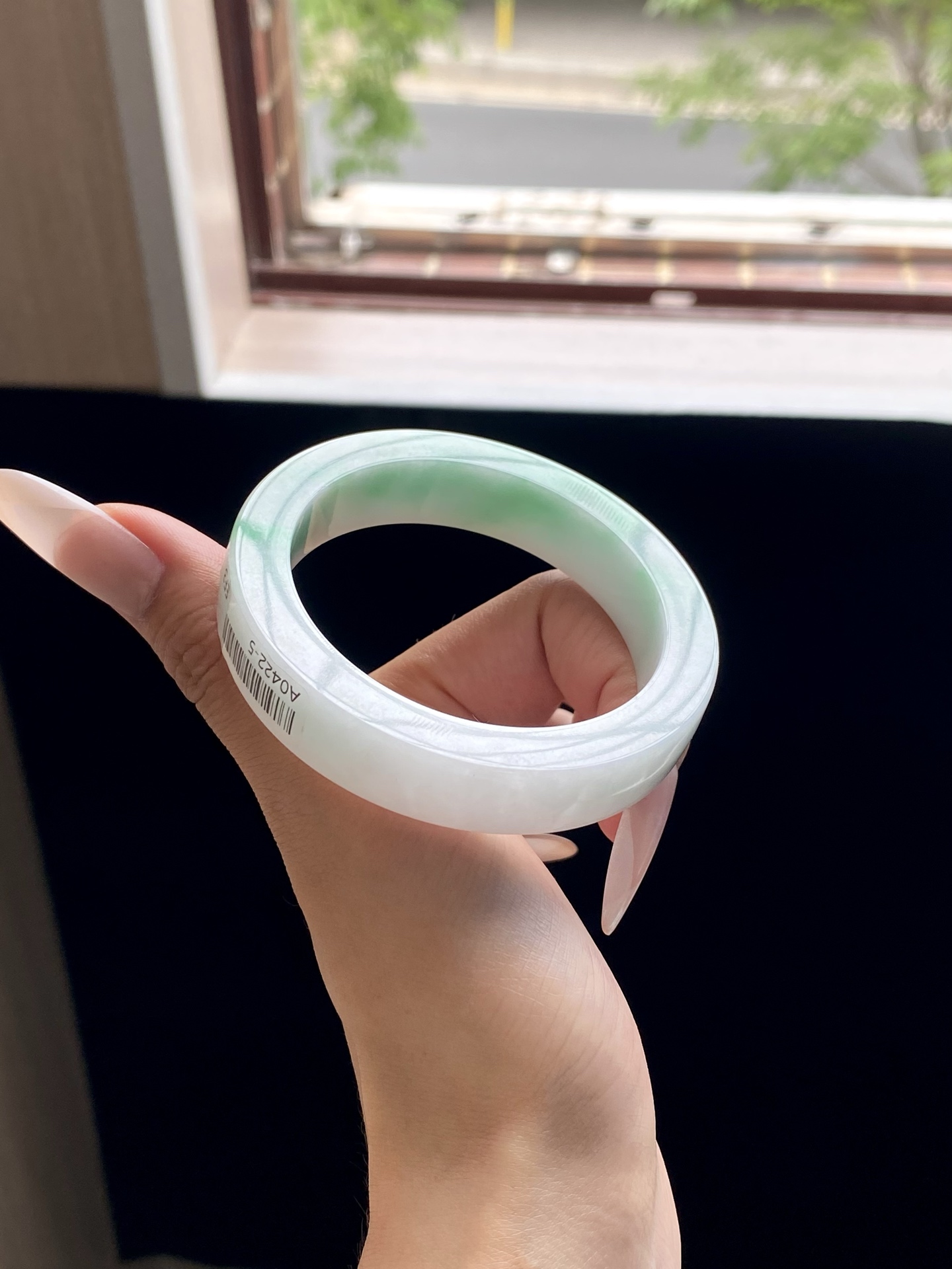 小圈口白底青镯胚，A0422-5，⭕️69-53-12.5-8.5，可做53～54正圈