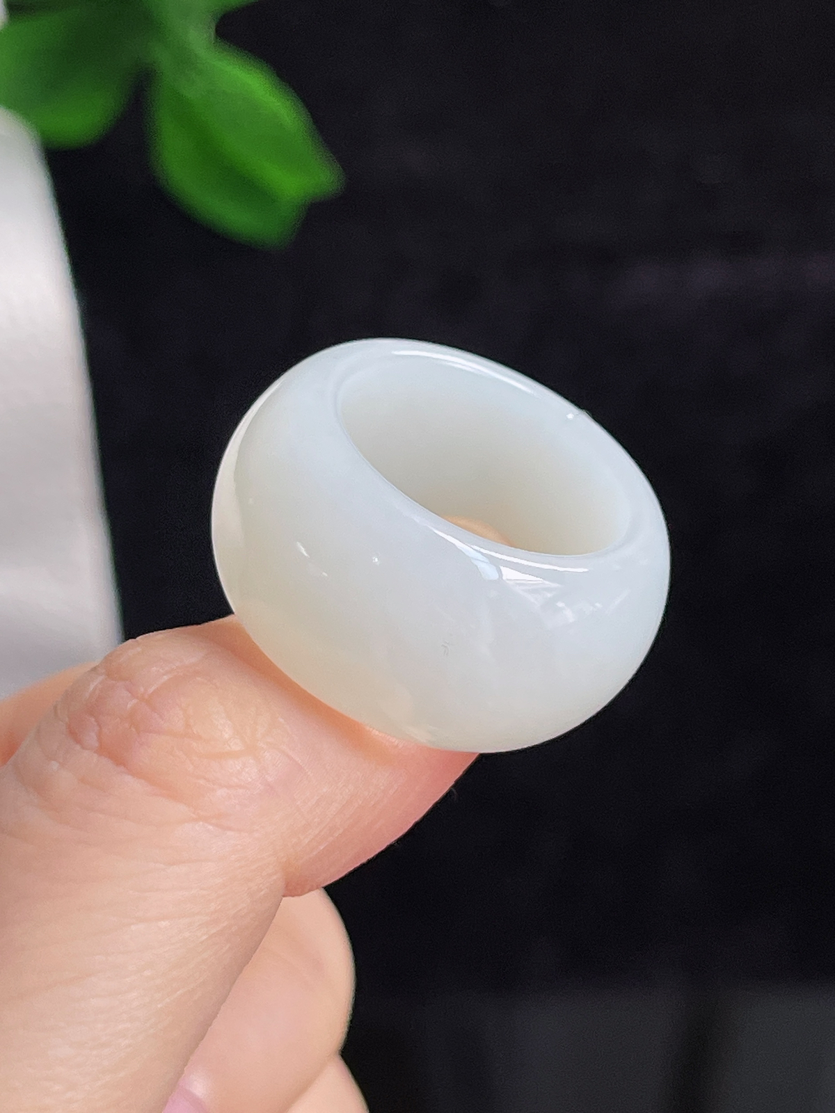 和田玉白玉宽版指环