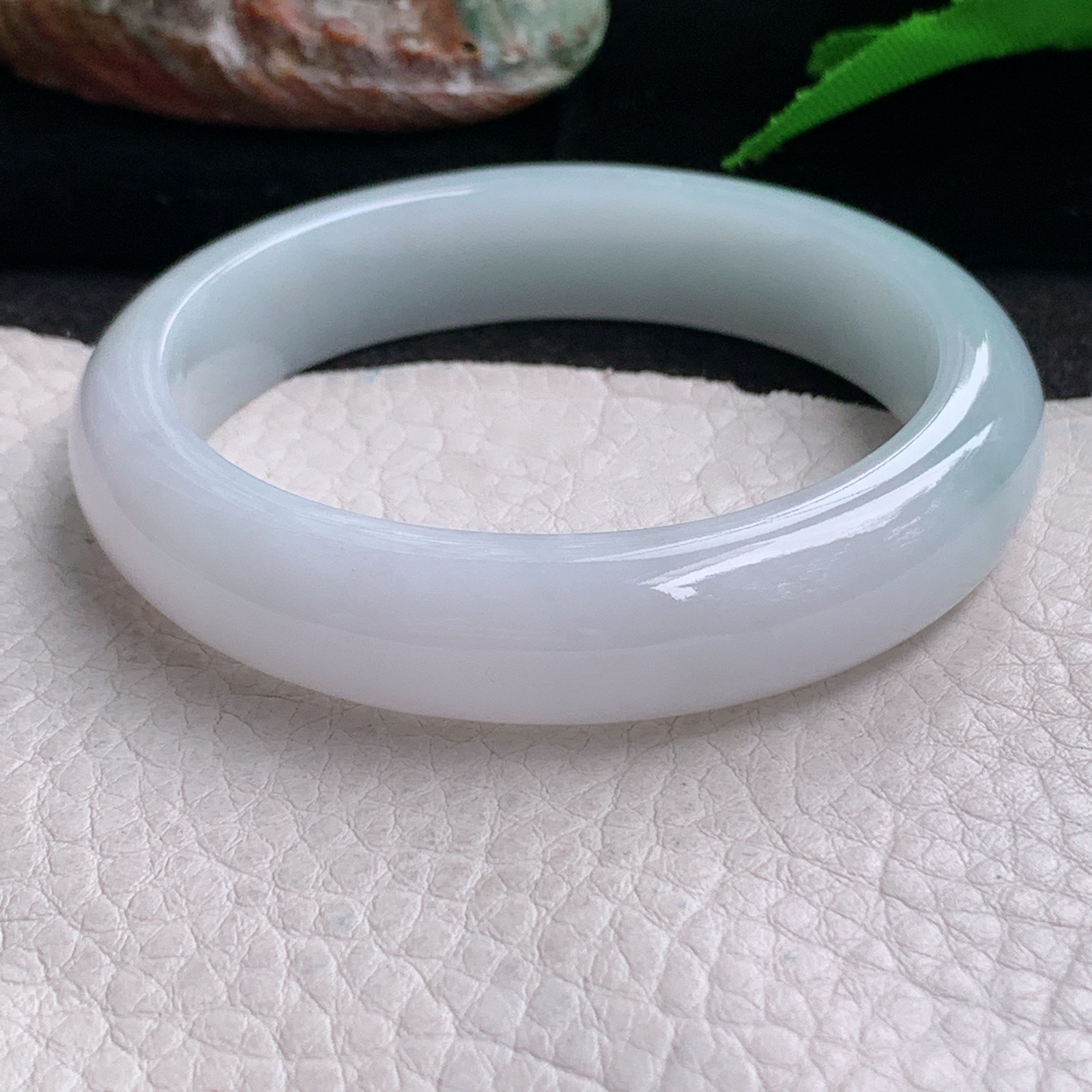 z实拍53*12.2*7.6平安镯 缅甸翡翠a货手镯清新纯美正圈玉镯子