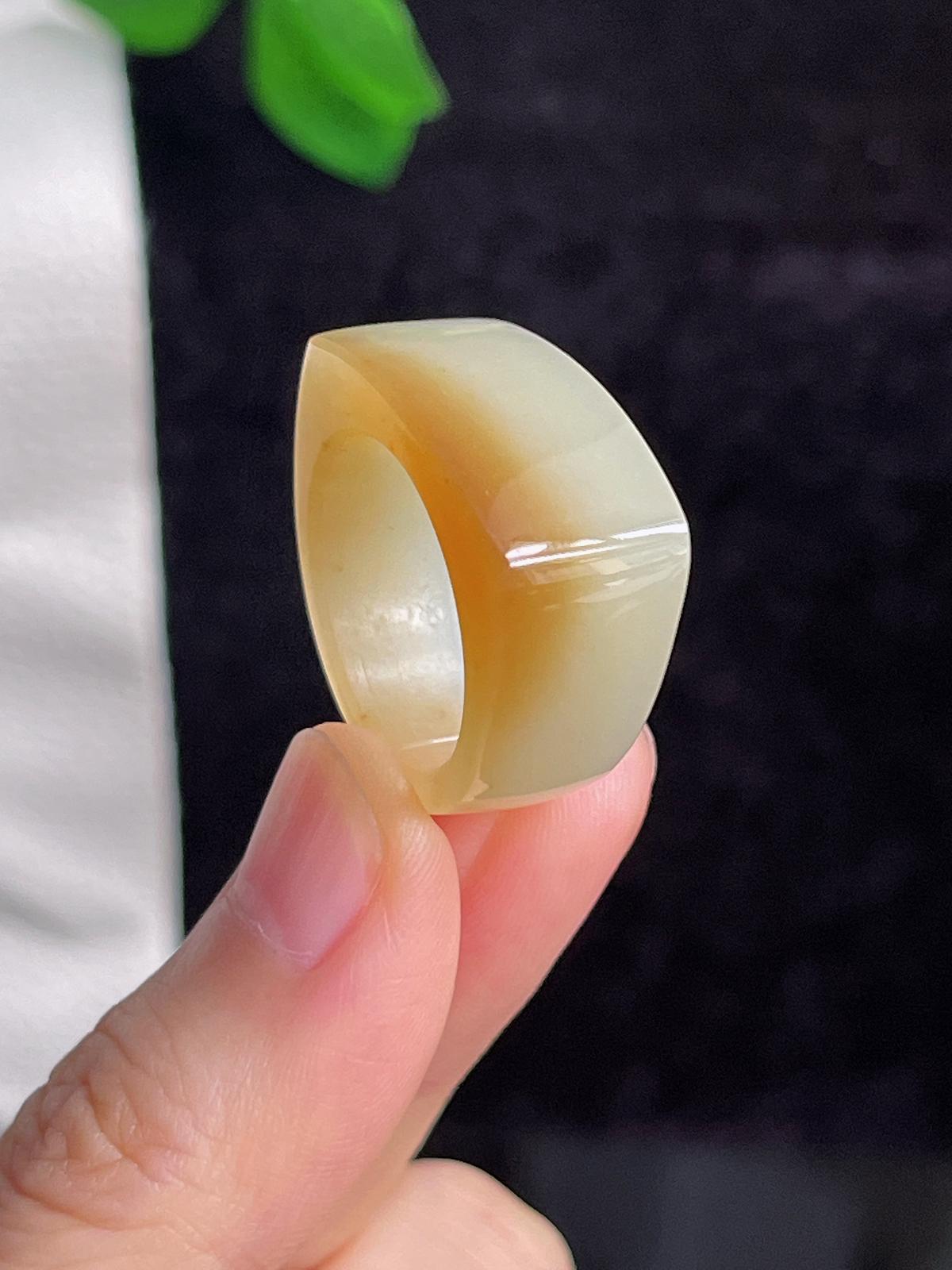 和田玉糖玉马鞍指环