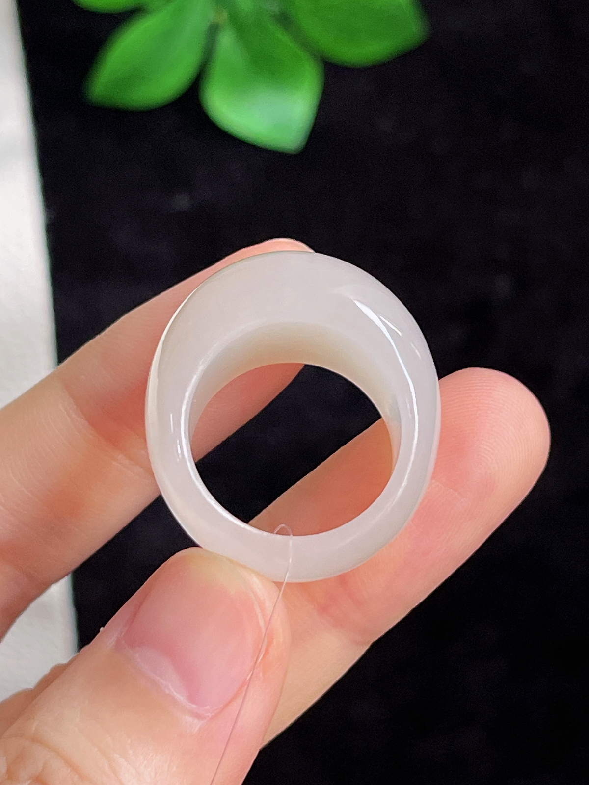 和田玉白玉馒头指环