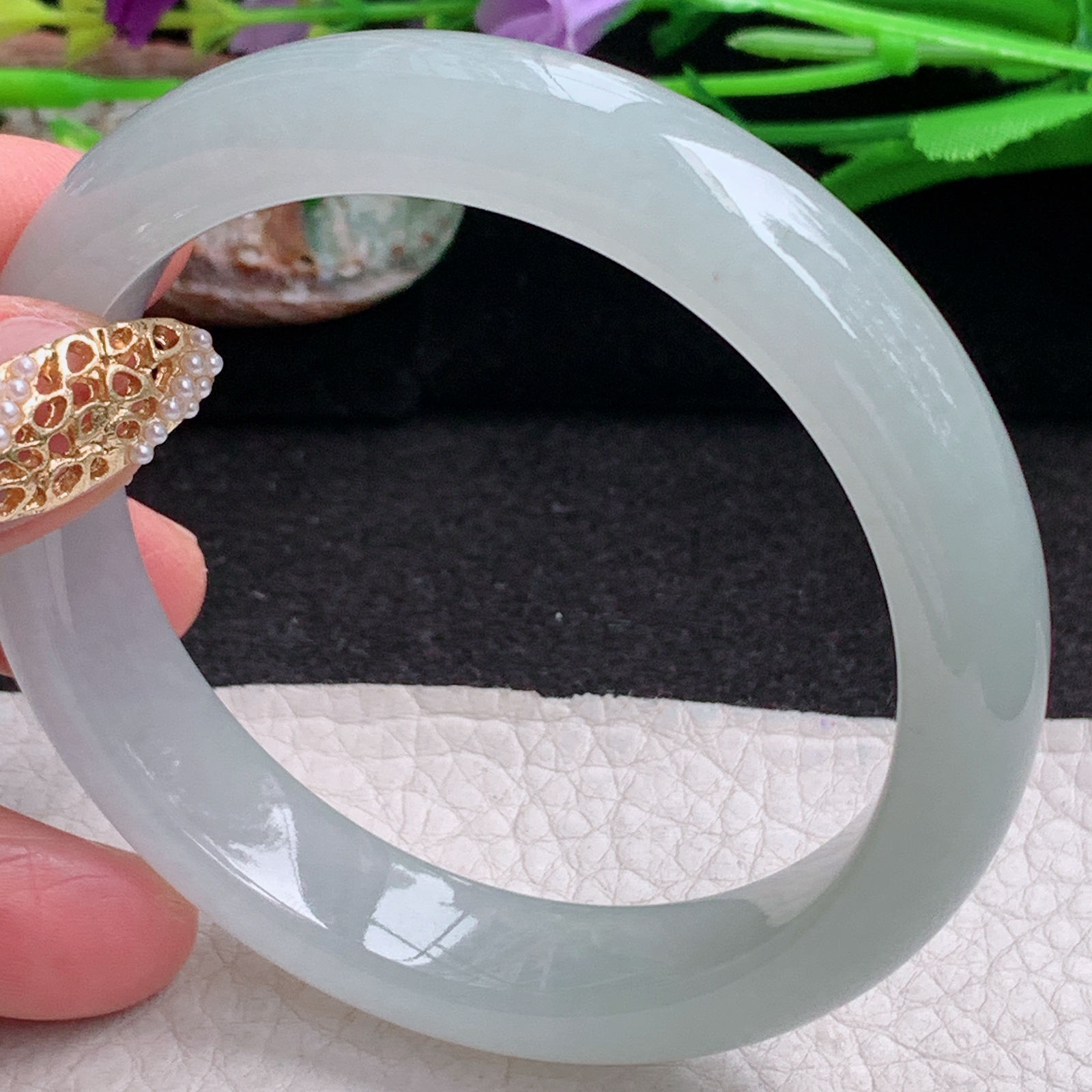 xx自然光57.8*12.6*8.6平安镯 缅甸翡翠a货手镯胶晴底女款正圈玉镯 子