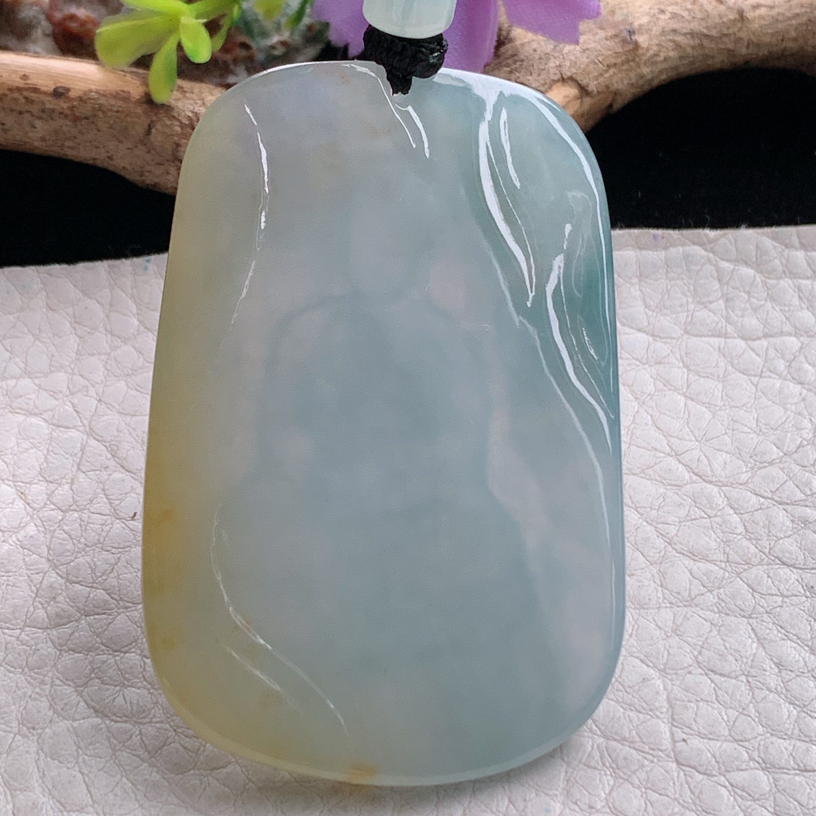 yl实拍58.5*39*5.8缅甸翡翠冰三彩阿弥陀佛佛祖玉吊坠 玉挂件