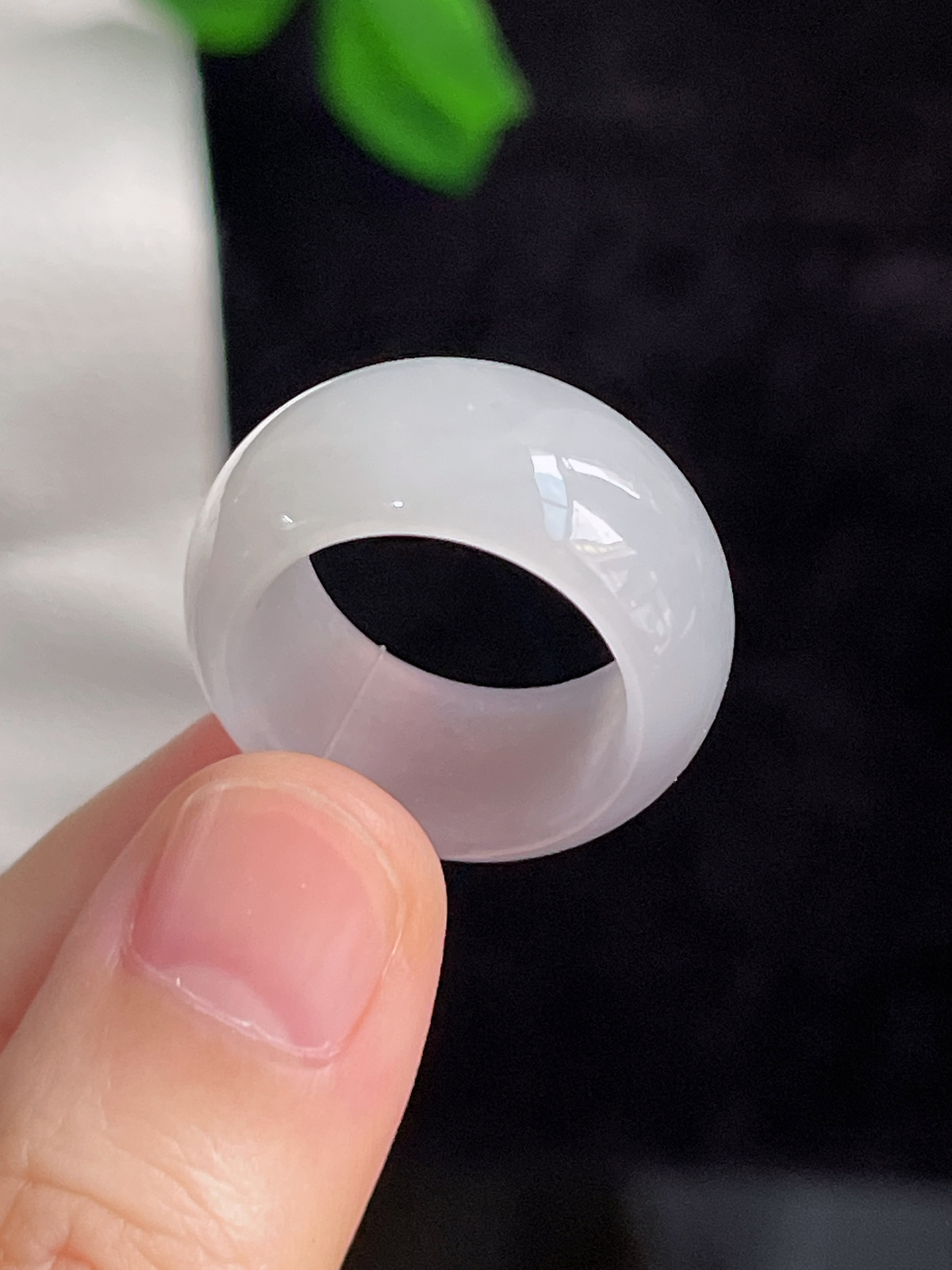 和田玉紫色宽版指环