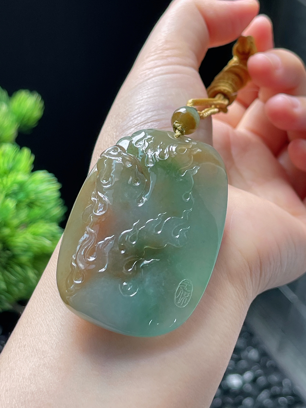 翡翠冰糯种福禄寿三色吊坠