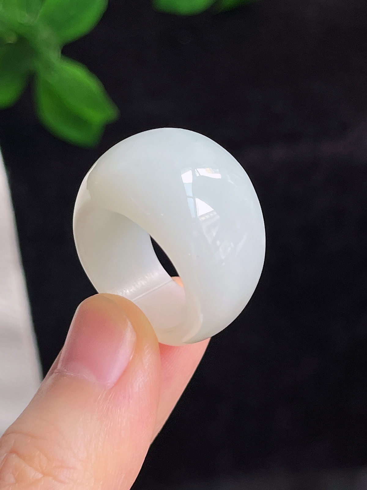 和田玉白玉馒头指环