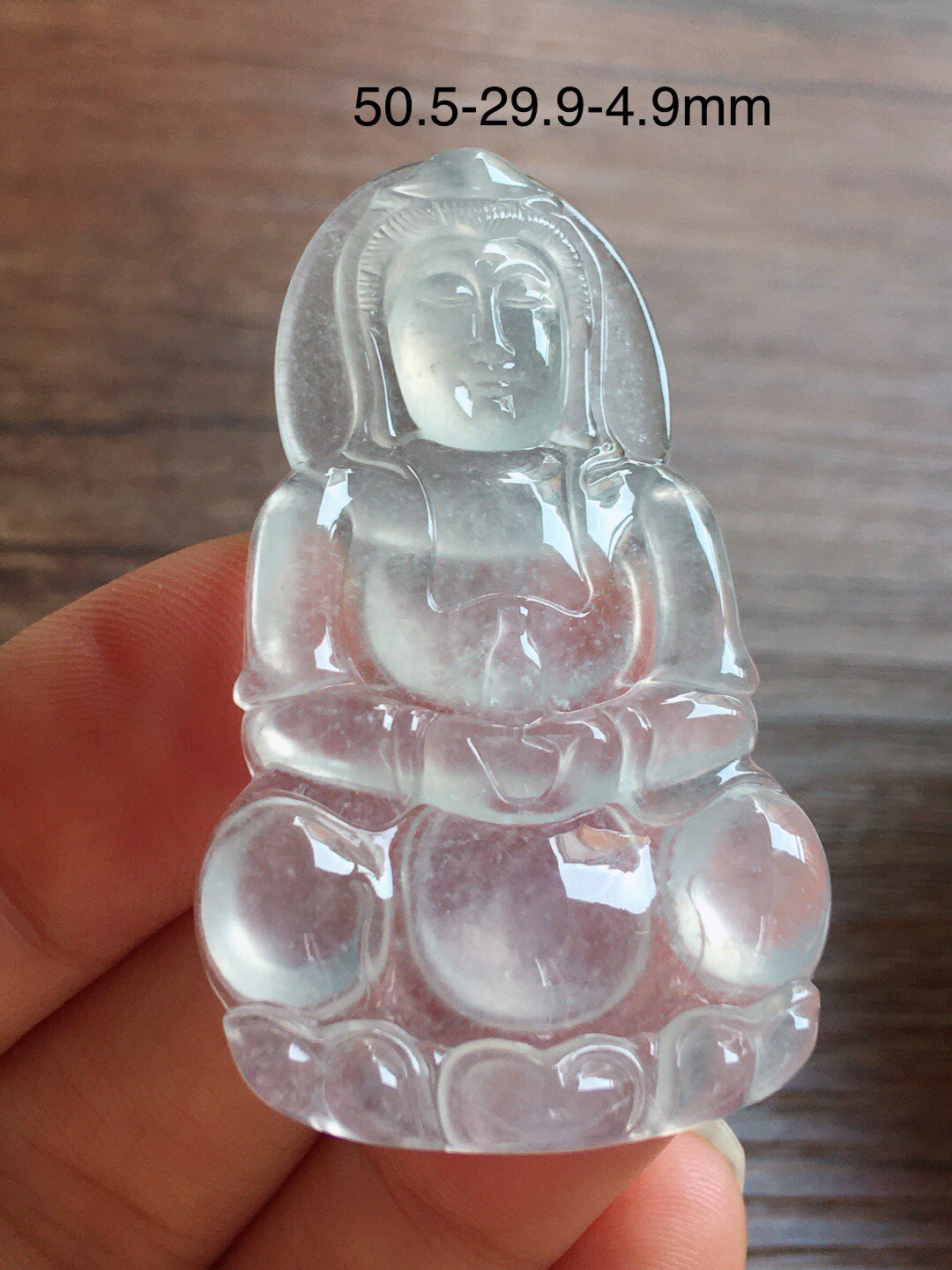 冰种观音，冰润细腻，品相好，种水足，001 尺寸50.5*29.9*4.9