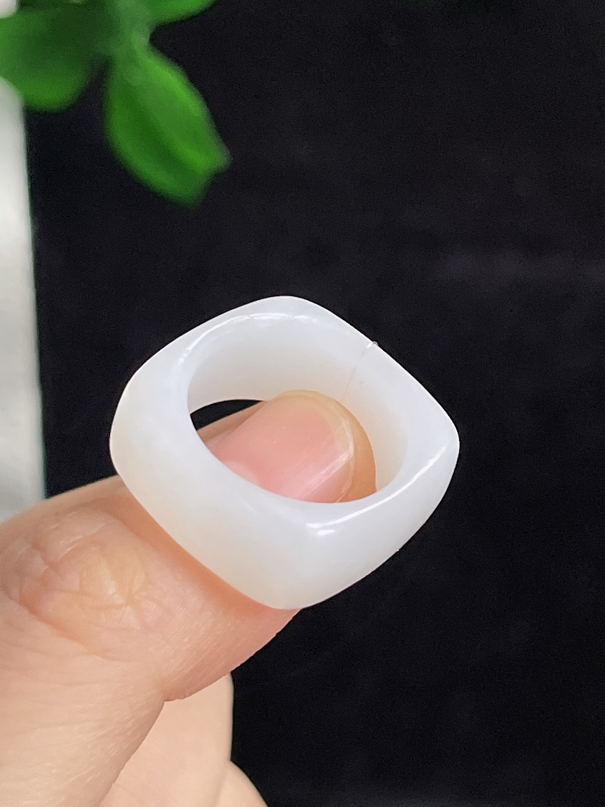 和田玉白玉方形指环