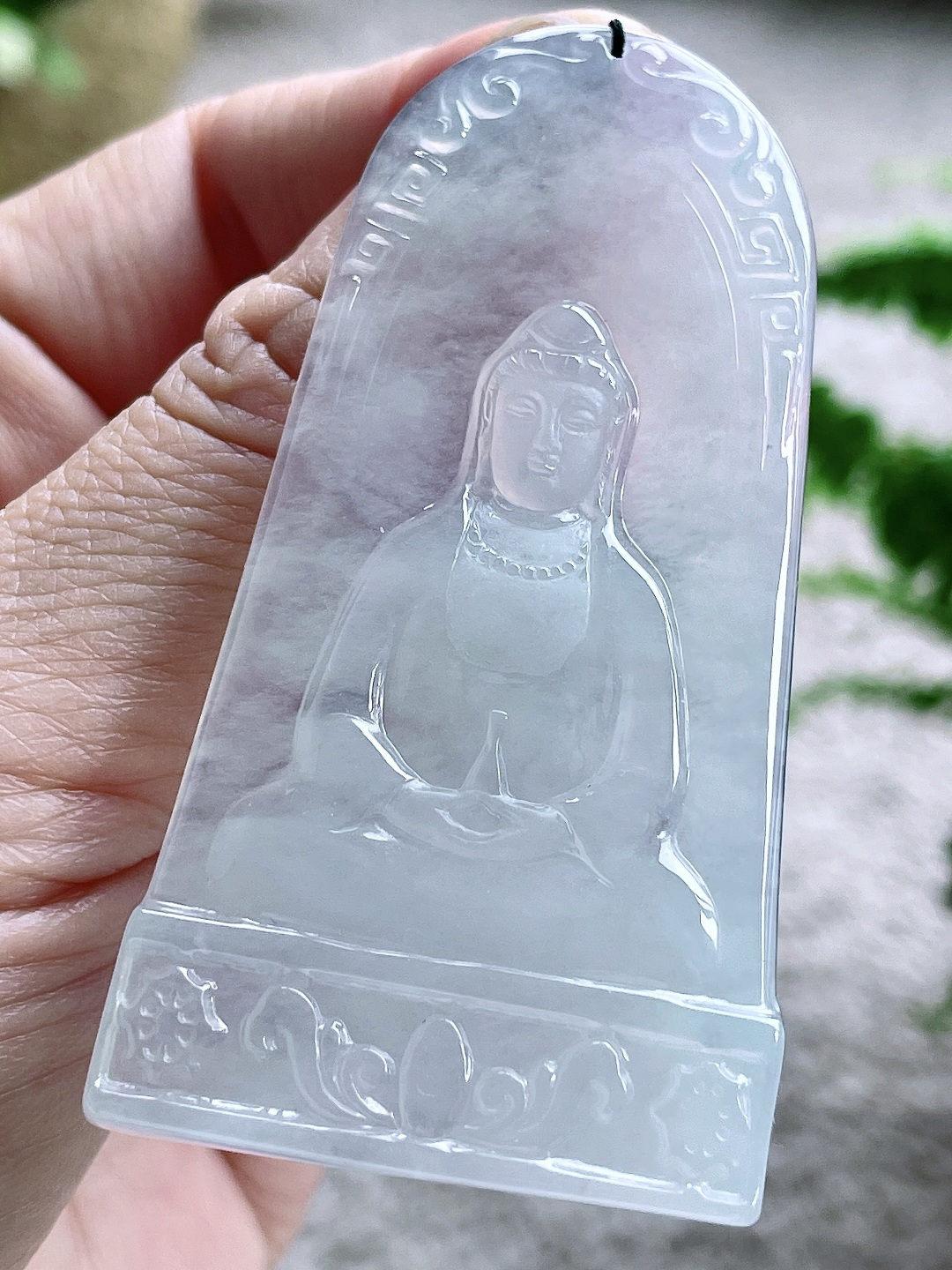 冰观音牌吊坠，缅甸，无裂，性比高，68.4/35.8/4.4，23.5克