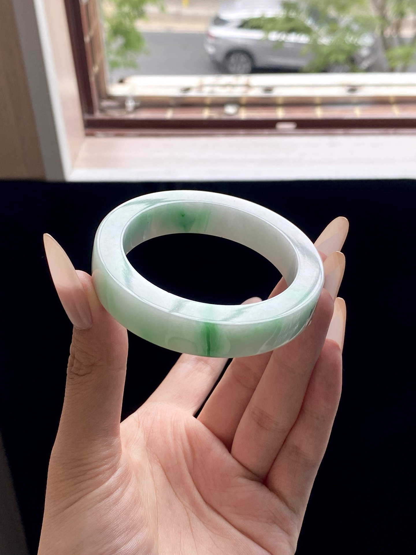 小圈口白底青镯胚，A0422-4，70-53-12.3-8.8，可做53～54正圈