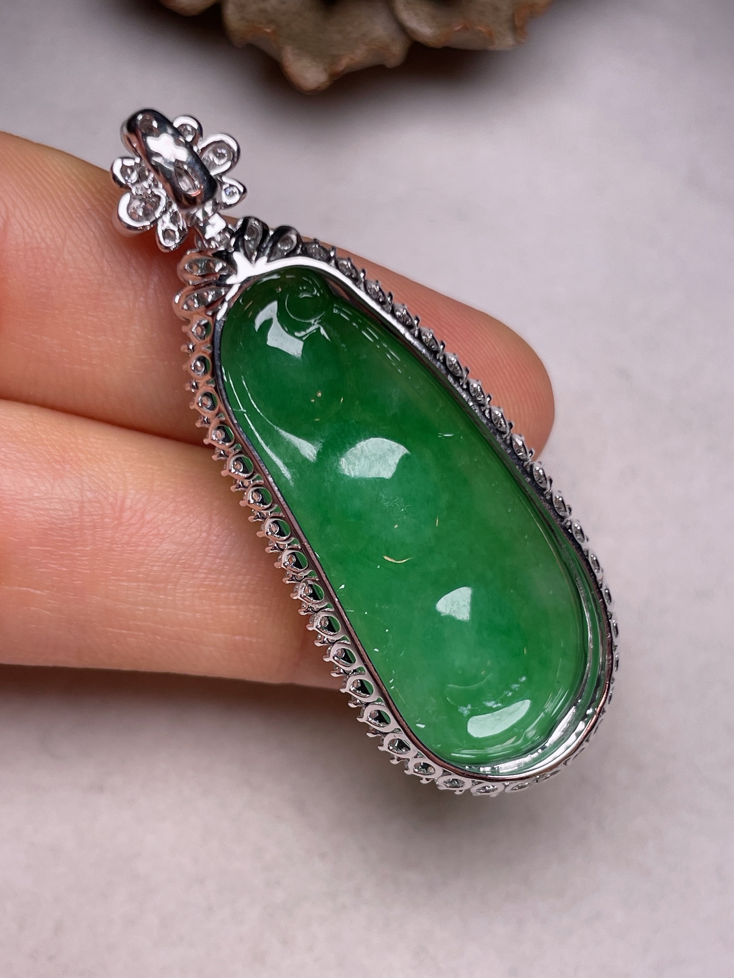 ️ 18k金镶福瓜，冰糯种满色，无裂，一手货源长46.8