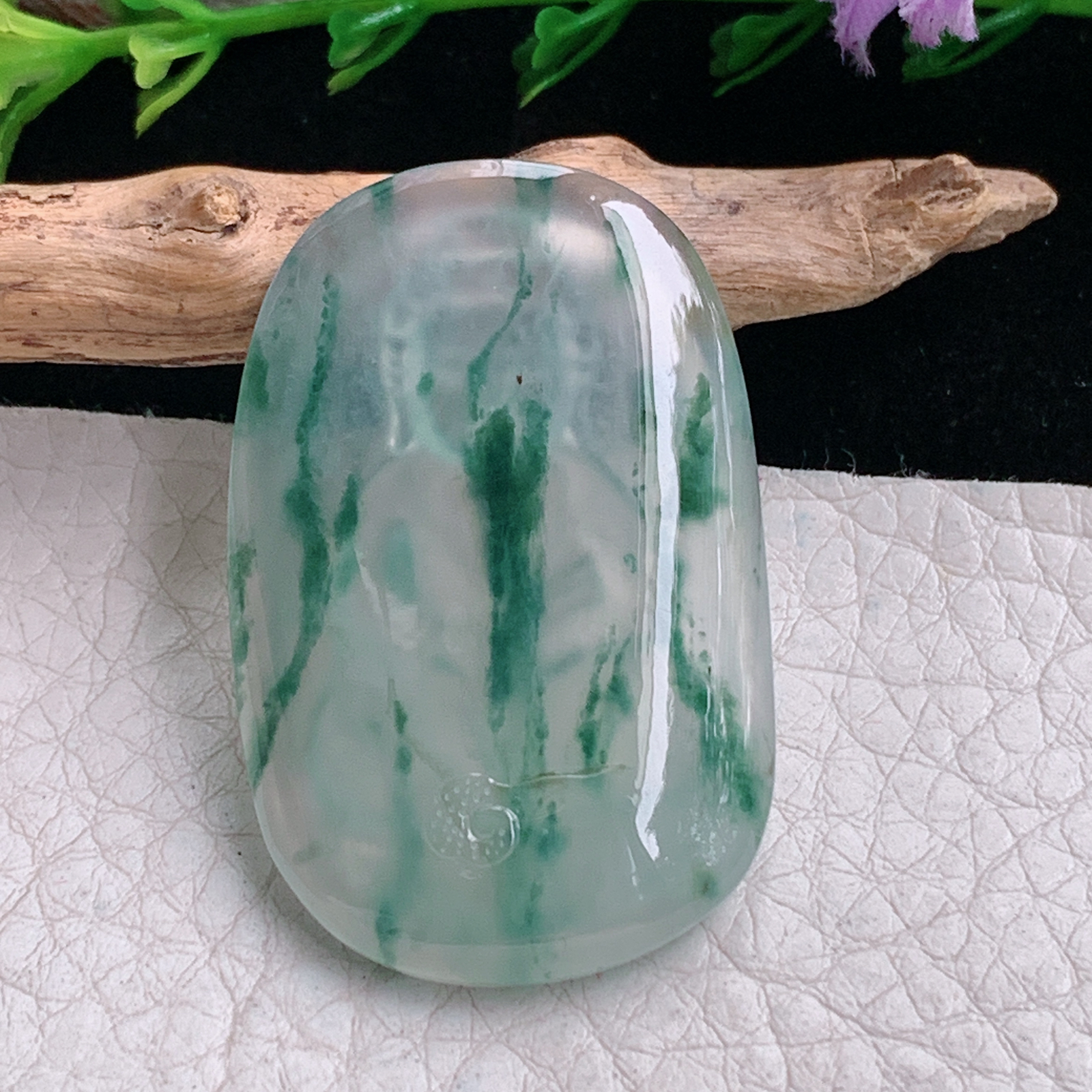 axm实拍39.6*25.6*4.6缅甸翡翠冰种飘花宝宝佛 佛祖玉吊坠