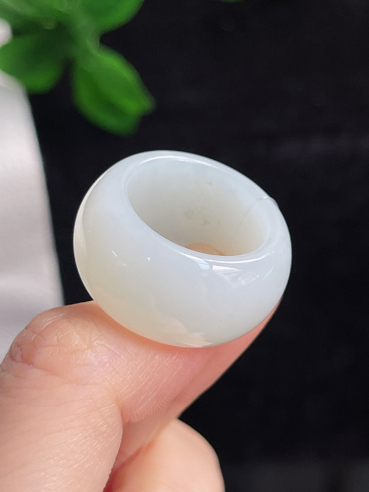 和田玉白玉宽版指环