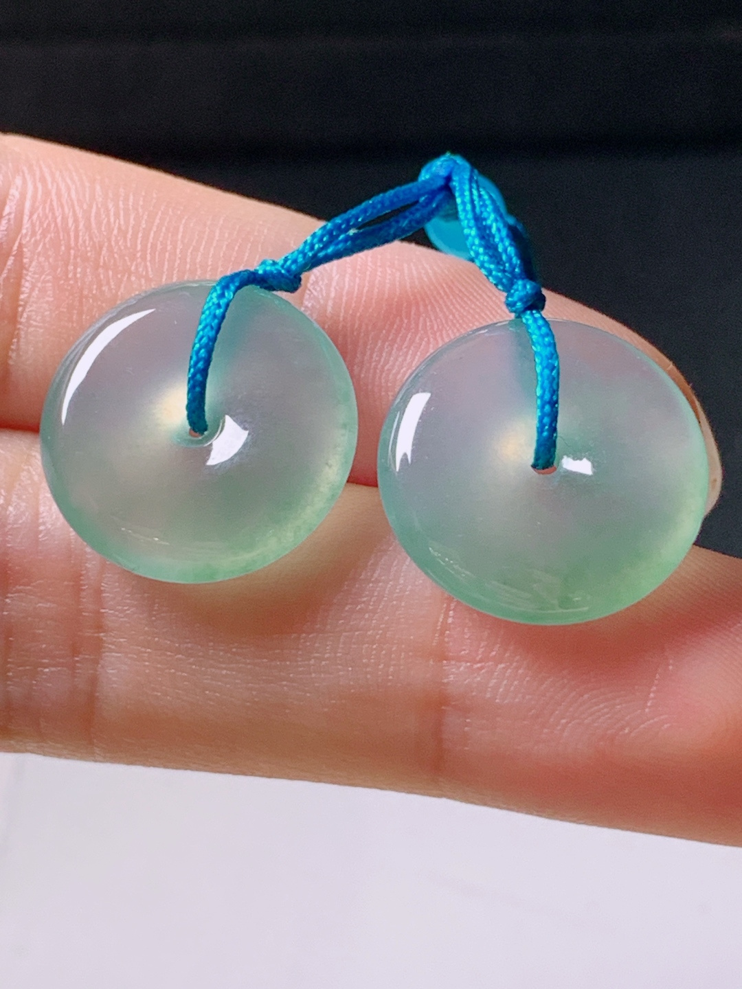 冰种平安扣，无裂，冰透起胶，裸石16.3/4.1，编号