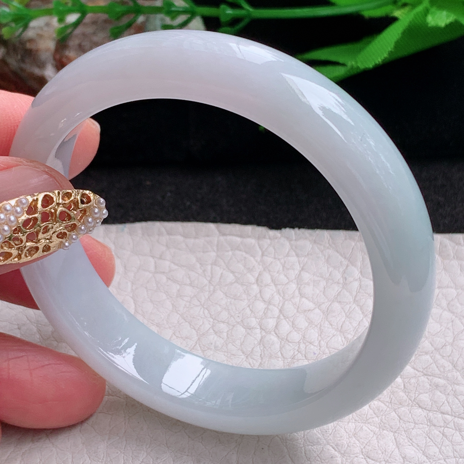 z实拍53*12.2*7.6平安镯 缅甸翡翠a货手镯清新纯美正圈玉镯子