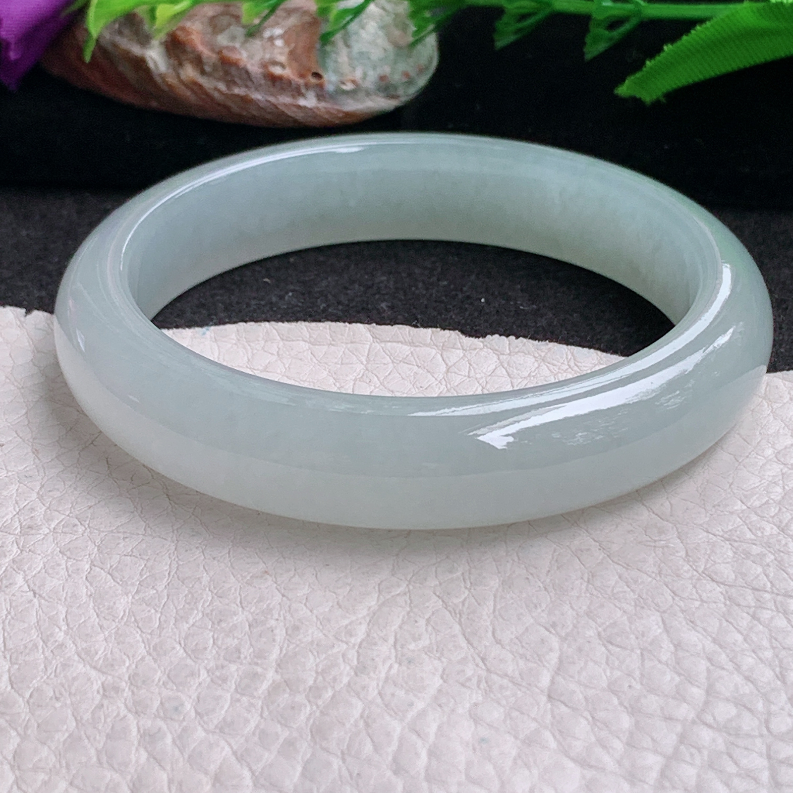 xx自然光57.8*12.6*8.6平安镯 缅甸翡翠a货手镯胶晴底女款正圈玉镯子